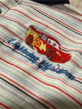 Vintage 2010 Y2K Cars Disney Pixar Striped Lightning McQueen Bodysuit - Flawed